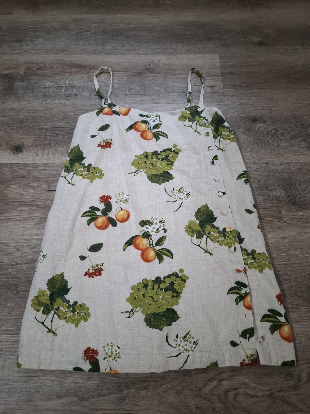Abercrombie & Fitch Tan Mini Dress with Green & Orange Fruit Print Size XS